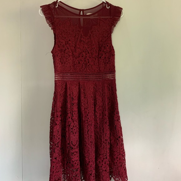 dark red lace dress